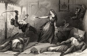 Frøken Wheeler forsvarede sig mod Sepoys ved Cawnpore i 1857, fra 