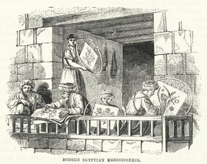 Moderne egyptiske broderere (gravering) af English School