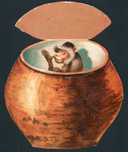 Abe i gryde, julekort af English School