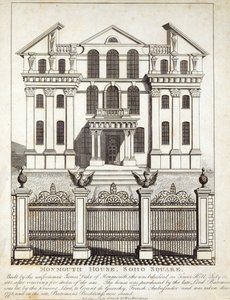 Monmouth House, Soho Square, udgivet af N. Smith, Gt Mays Buildings, 11. januar 1791 af English School