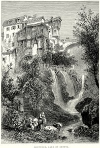 Montreux, Genèvesøen (kobberstik) af English School