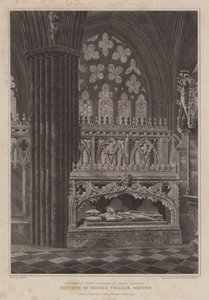 Monument af biskop Stapledon, grundlægger af Exeter College, Oxford, i Exeter Cathedral (gravering) af English School