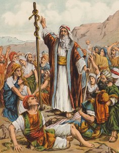 Moses og slangen af messing (farvelitografi) af English School