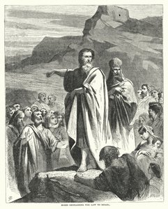Moses øver loven til Israel (gravering) af English School