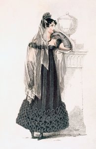 Sørgekjole, modetallerken fra Ackermanns Kunstdepot af English School