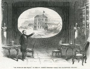 Herr Bunn auf der Bühne, im St. James-Theater - Szene im Blackfriars-Theater von English School