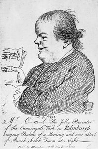 Mr C-m-l den glade præsent af Canongate Kirk i Edinburgh, ca. 1781 (gravering) af English School