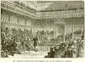 Mr. Disraeli introducerer sit reformforslag i Underhuset
