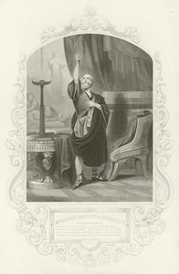 Mr. George Bennett som Apemantus, Apemantus grace, Timon of Athens, Act I, scene ii af English School