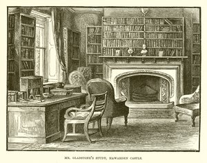 Mr. Gladstones Study, Hawarden Castle af English School