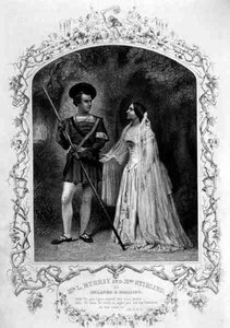 Mr L. Murray som Orlando og Mrs Stirling som Rosalind, Act V Scene 4, i As You Like it af William Shakespeare (1564-1616) (gravering) af English School