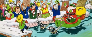 Mr Toad på en slæde i julen af English School