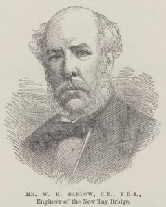 W H Barlow, CE, FRS, ingeniør af New Tay Bridge (gravering) af English School