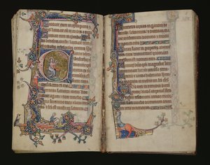 Ms 1-2005, ff.207v-208r: Esajas beder, historisk initial fra Macclesfield Psalter, Use of Sarum, East Anglia, ca. 1330 af English School
