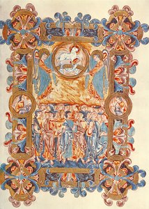 Ms 274 (Y-6) fol.158 Mængden, der tilbeder Lammet, fra Missalet af Robert af Jumieges, c.1016 af English School