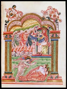 Ms 274 (Y-6) fol.37 The Dream and the Adoration of the Magi, fra Missal of Robert of Jumieges, c.1016 af English School