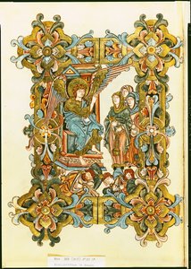 Ms 369 fol.21v The Holy Women at the Tomb, fra Winchester Pontifical, slutningen af det 10. til begyndelsen af det 11. århundrede af English School