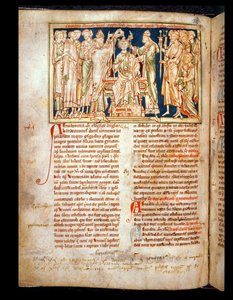 Ms 6712 (A.6.89) fol.115v Edward the Confessor (1004-66) miniature fra Flores Historiarum, af Matthew Paris, 1250-52 af English School