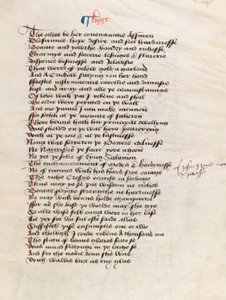 Ms. New Coll 314, f19r, The Canterbury Tales af Geoffrey Chaucer (pen og blæk på pergament) af English School
