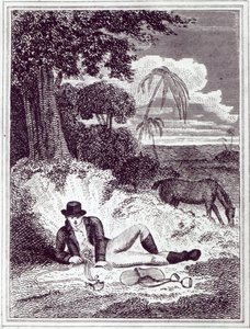 Mungo Park i Afrika, en illustration fra "Travels in the interior districts of Africa: performed in the years 1795, 1796, and 1797", udgivet i 1816 (tryk) af English School