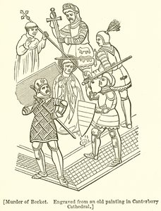 Mordet på Becket. Indgraveret fra et gammelt maleri i Canterbury Cathedral af English School