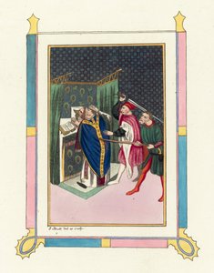 Mordet på Thomas Becket (farvet gravering) af English School
