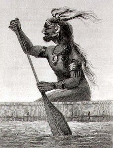 Indfødt af New Guinea, graveret af S. Bull (gravering) af English School