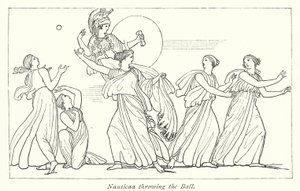 Nausicaa kaster bolden (litho) af English School