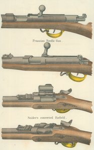 Nålepistoler (farvelitografi) af English School