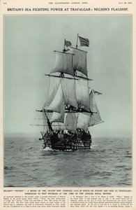 Nelsons Victory: en model af det 100-kanoners skib, hvori han kæmpede og døde ved Trafalgar, fra The Illustrated London News Royal Naval and Military Review Number, 20. juli 1935 af English School