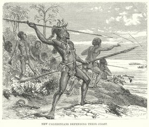New Caledonians forsvarer deres kyst (kobberstik) af English School