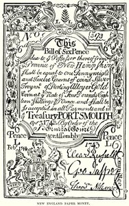 New England papirpenge (gravering) af English School