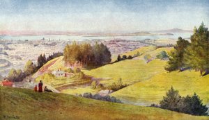 New Zealand: Auckland (farvelitografi) af English School