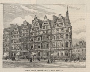 Ny bygning af Constitutional Club i Northumberland Avenue: Udsigt fra Northumberland Avenue af English School