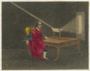 Newton opdager lysets natur (koloreret stik) af English School