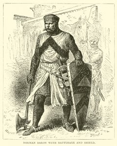 Norman Baron med stridsøkse og skjold af English School