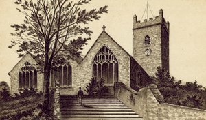 North Devon: Ilfracombe sognekirke, Holy Trinity (litografi) af English School