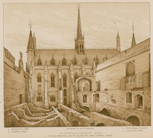 Nordsiden af Guildhall, London af English School