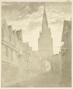 Nordlig udsigt over St Mary Redcliffe Church fra Redcliffe Street (blyant og akvarel på papir) af English School