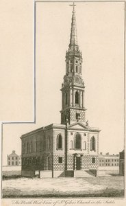 Nordvestudsigt over St Giles Church in the Fields, London af English School
