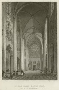 Notre Dame katedral, udsigt over det sydlige tværskib (gravering) af English School