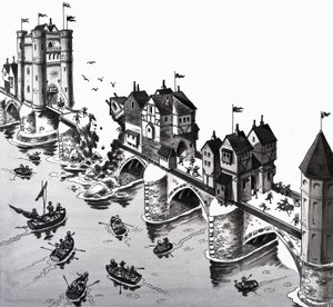 Børnerimsillustration: London Bridge falder ned af English School