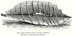 Eichenholzschiff aus Tune, Südnorwegen (Gravur) von English School