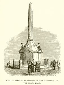 Obelisk rejst til minde om de syge ved det sorte hul i Calcutta af English School