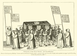 Obsequies of Sir Philip Sidney, the Pall-Bearers  af English School
