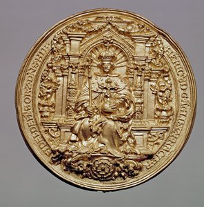 Forsiden af Henrik VIIIs segl (1491-1547) (guld) (se 181809 for bagside)