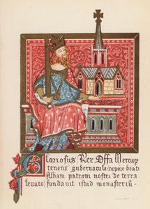 Offa, konge af Mercia (farvelitografi) af English School
