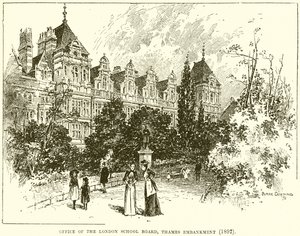 Kontoret for London School Board, Thames Embankment (1892) af English School