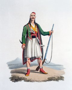 Officer of the Spahis, 1818 (farvet akvatint) af English School