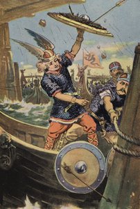 Olaf ved London Bridge (farve litho) af English School
